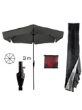 CUHOC Parasol Grijs 3m + Redlabel Parasolhoes