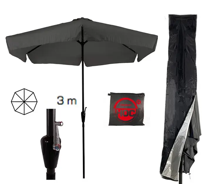 CUHOC Parasol Grijs 3m + Redlabel Parasolhoes