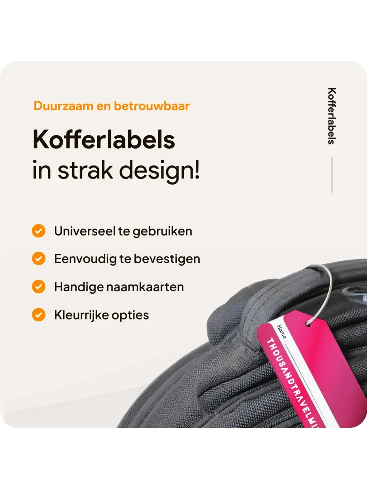 Aluminium kofferlabels – 4 stuks – Roze
