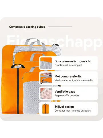 Packing cubes compressie set – 6-delig – Oranje