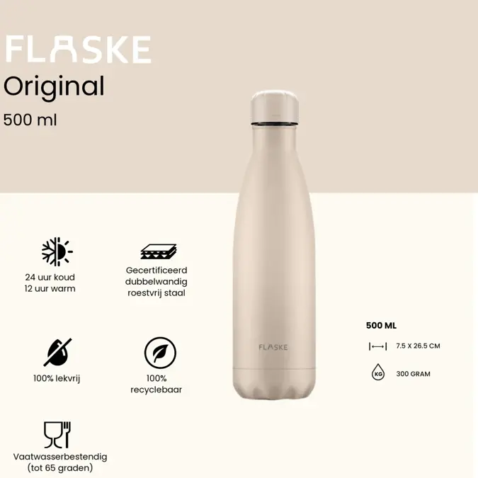 FLASKE 500 ml  RVS Drinkfles