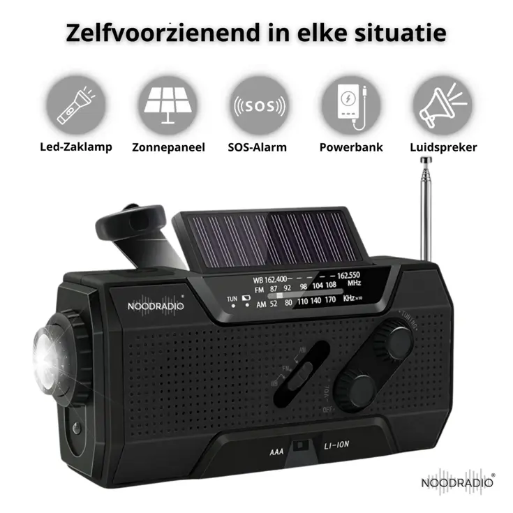 Noodradio® Solar Opwindbaar Met Batterijen