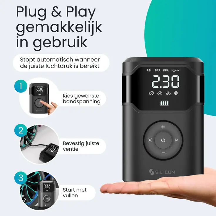 Elektrische Bandenpomp - 10,5 Bar - 30L/min