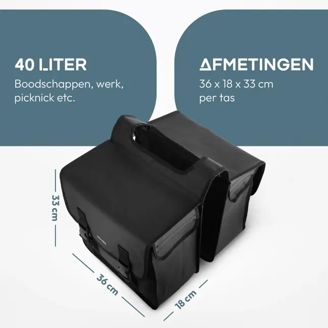 Craved Dubbele Fietstassen - 40 Liter