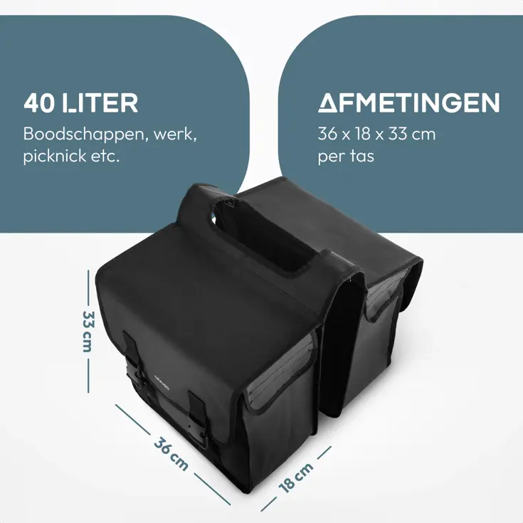 Craved Dubbele Fietstassen - 40 Liter - Waterdicht