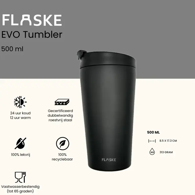 FLASKE 500 ml  Koffiebeker to go