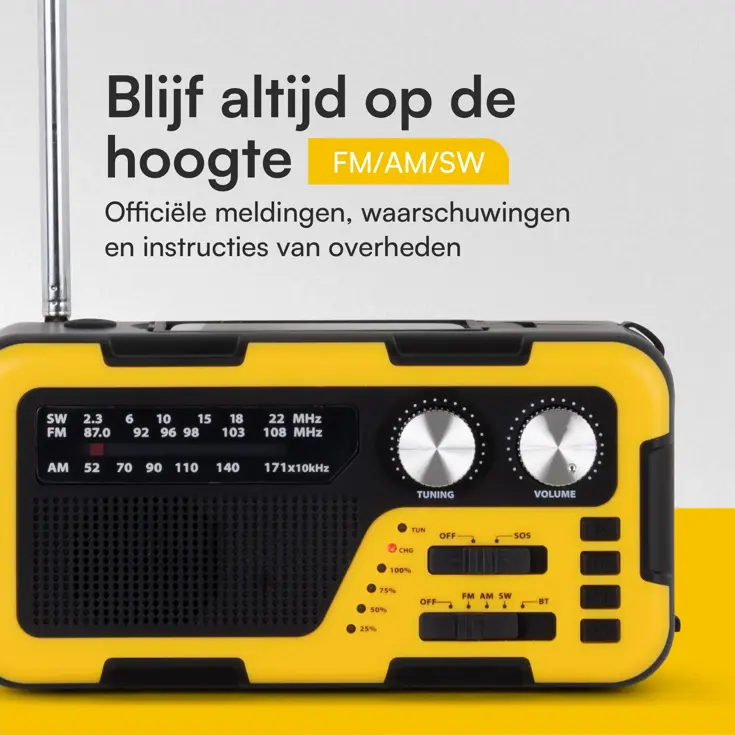 Noodradio Opwindbaar en Batterij