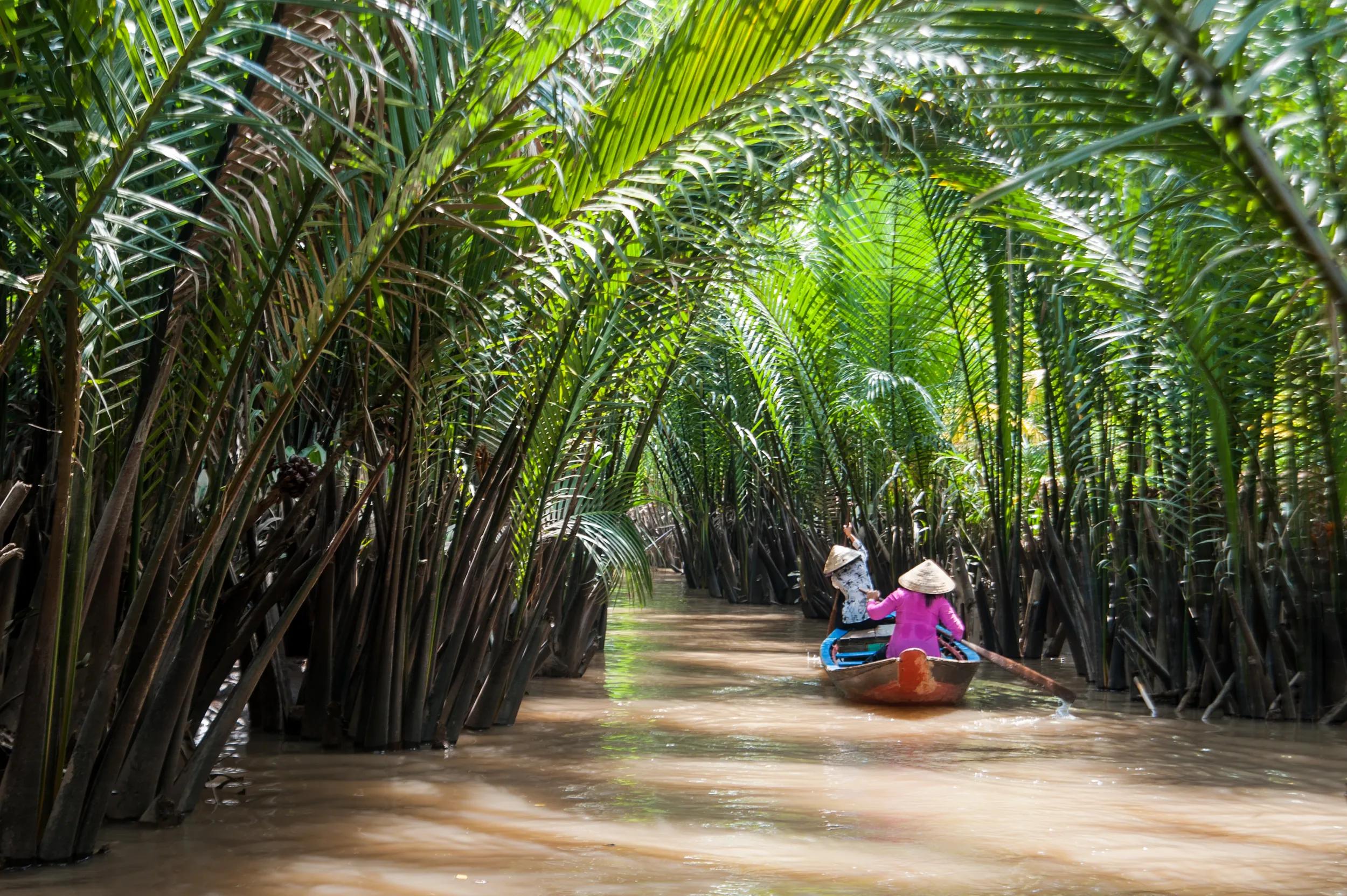 With dense river system, traffic in the Mekong Delta, Vietnam is mainly by boats. Traveling on the river will be a great experience.