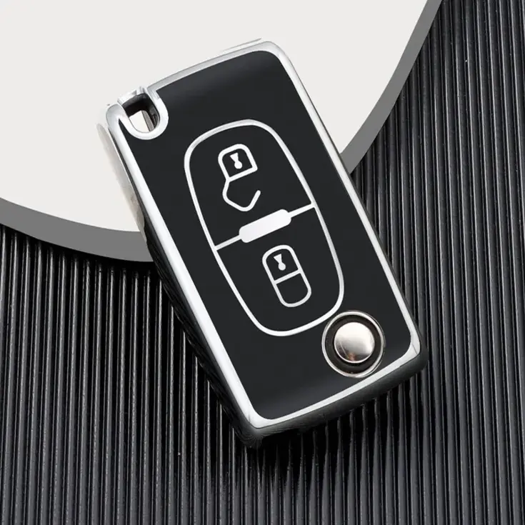 TPU Sleutelhoesje voor Peugeot zwart D2