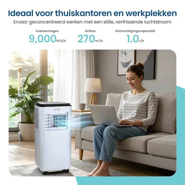 3-in-1 Mobiele Airco met Wifi en App - 9.000 BTU/h