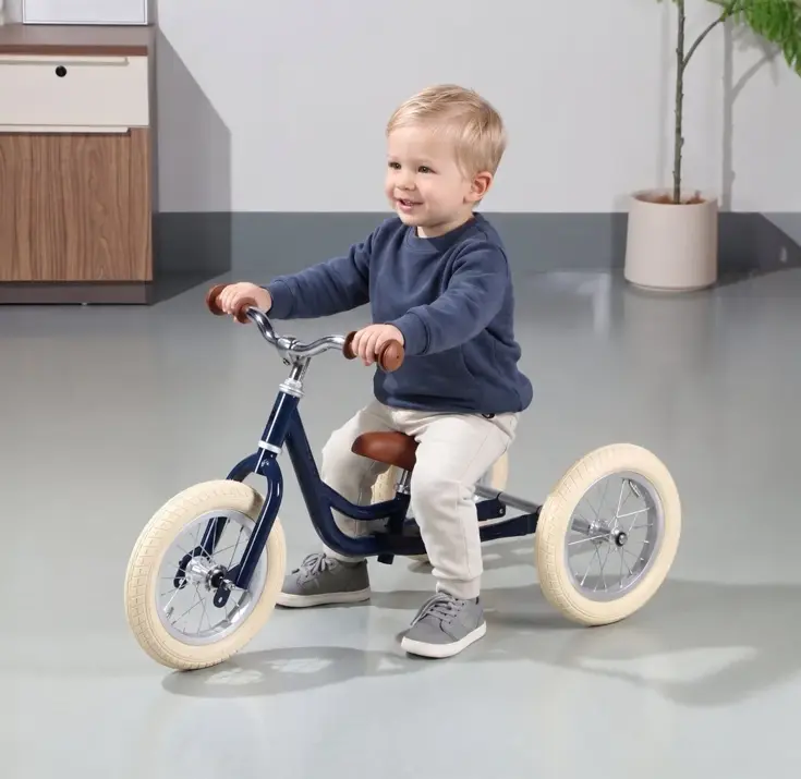 2-in-1 Loopfiets Driewieler met Duwstang