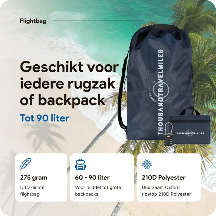 Flightbag vliegtuighoes TSA slot 60–90L – N Blauw