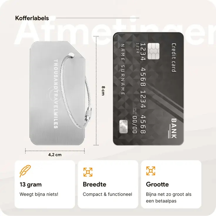 Kofferriem + 2 Bagagelabel – 3-delig – Zilver