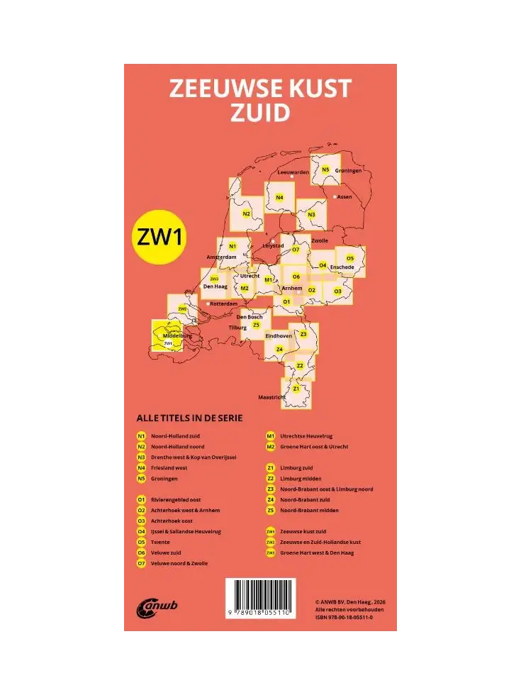 ANWB Fiets en wandelknooppuntenkaart ZW1 Zeeuwse Kust zuid