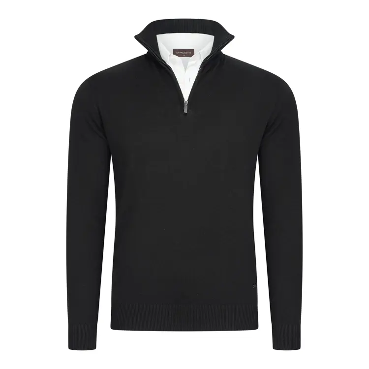 Heren Mock Zip Pullover Cappuccino Italia