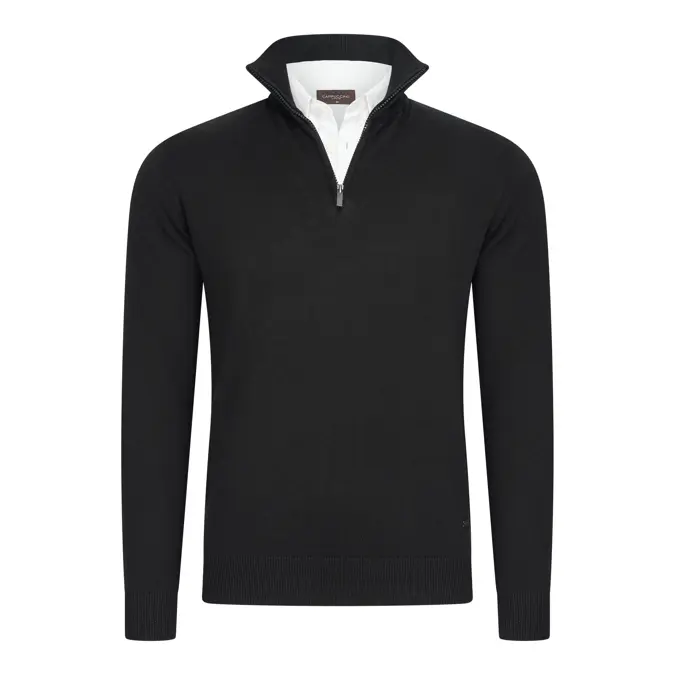 Heren Mock Zip Pullover Cappuccino Italia