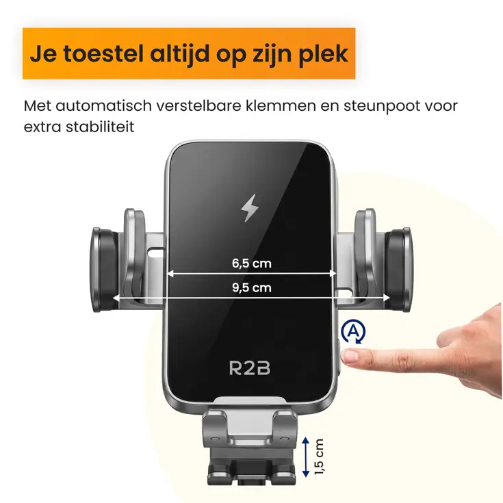 Auto Zuignap met Draadloze Oplader