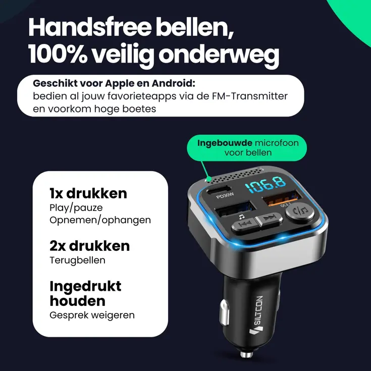 FM Transmitter - Bluetooth - USB-C 30W