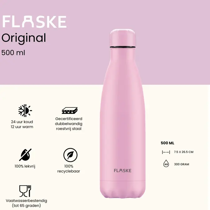 FLASKE 500 ml RVS Drinkfles