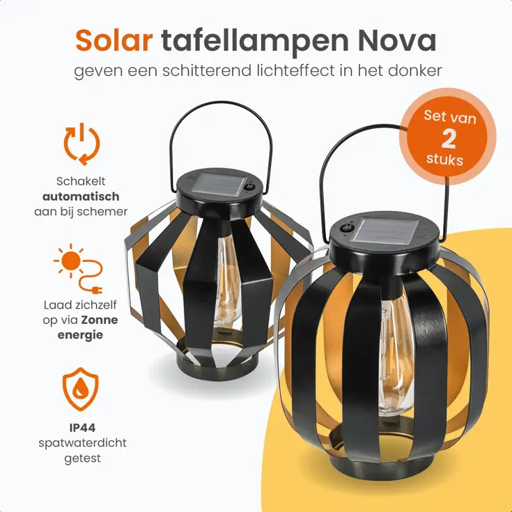 Solar Tafellamp Nova – 2 Stuks - LED