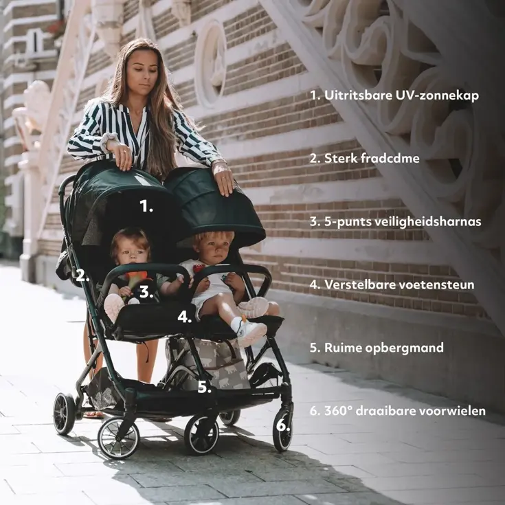 Luxe Rolo X2 Dubbele Buggy - Inklapbaar