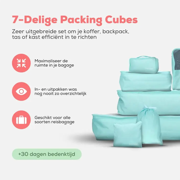 Packing cubes  7 stuks  complete set