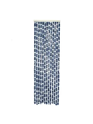Chenille Streep blauw/wit 56x185cm