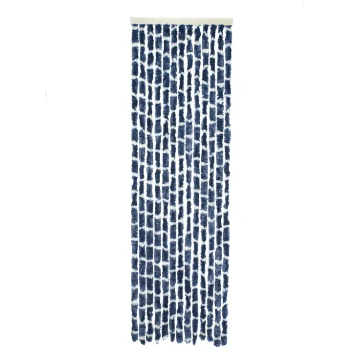 Chenille Streep blauw/wit 56x185cm