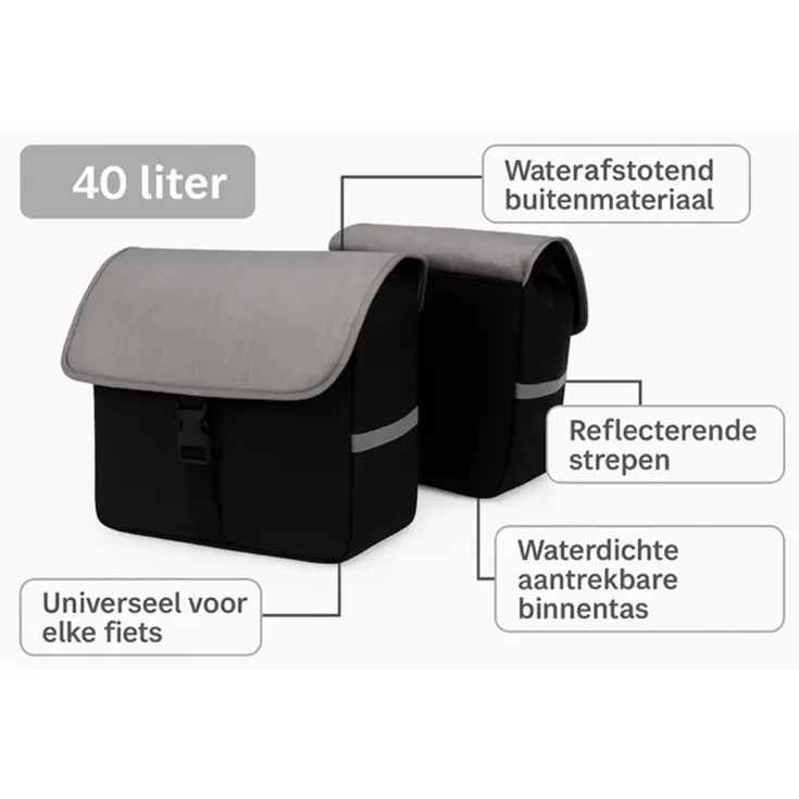 Dubbele Fietstas - 2x 20L