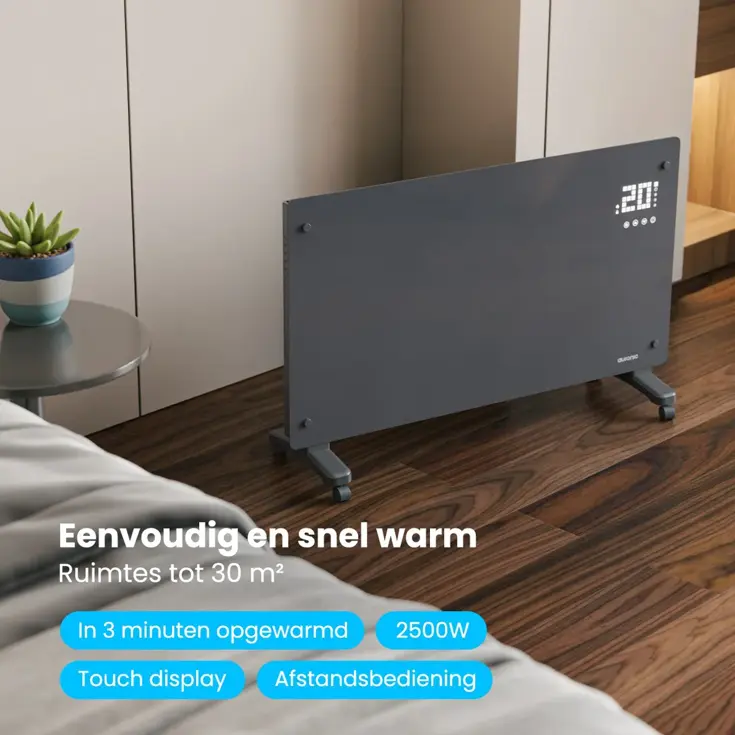 Paneelverwarming – 2500W – Glazen kachel
