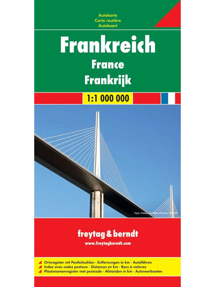 Wegenkaart Frankrijk 1-zijdig