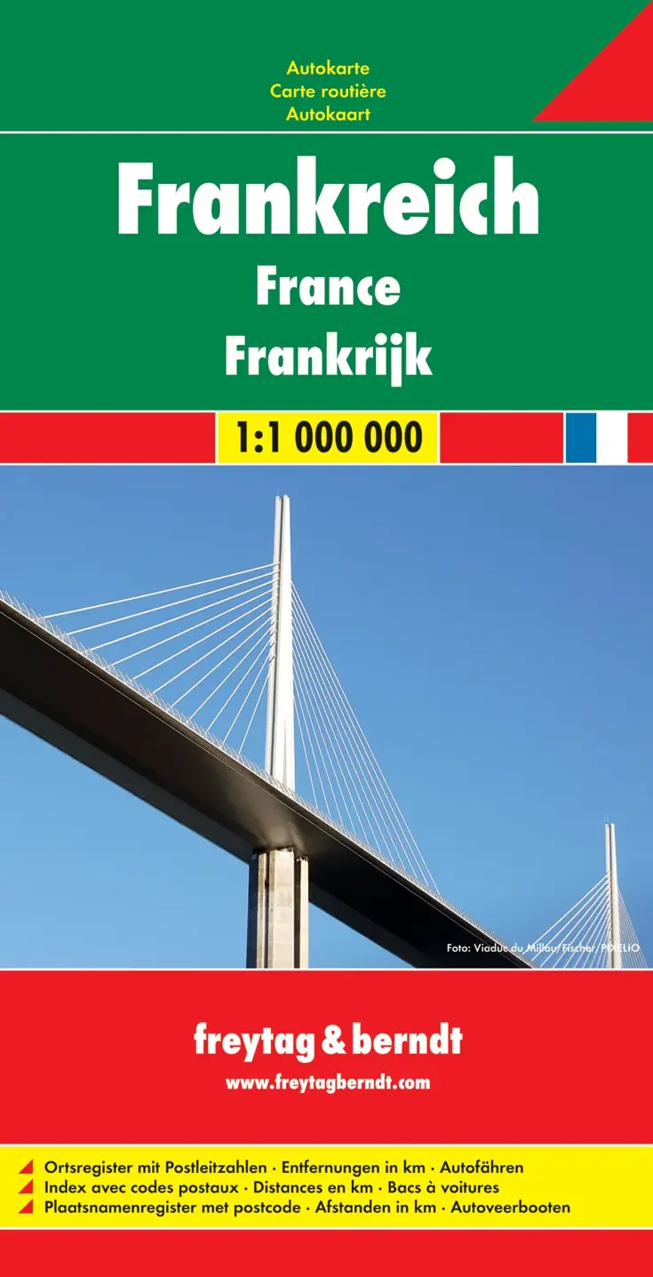 Wegenkaart Frankrijk 1-zijdig