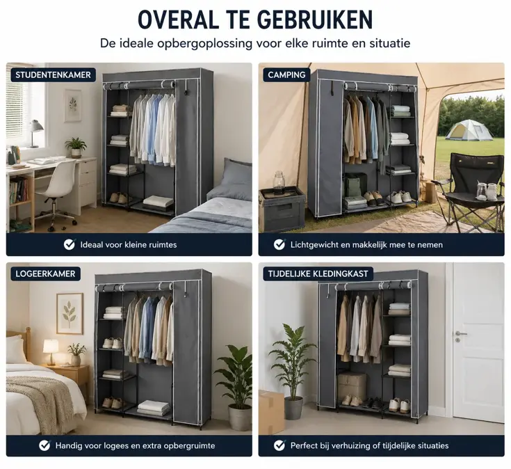 Garderobekast Donkergrijs 141 cm - Kledingkast