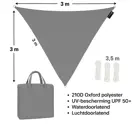 Schaduwdoek driehoekig 3x3x3 m - UV werend