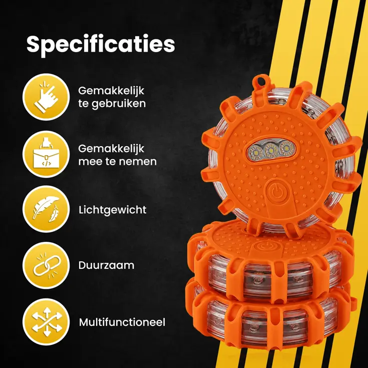Oranje LED waarschuwingslamp 3 stuks