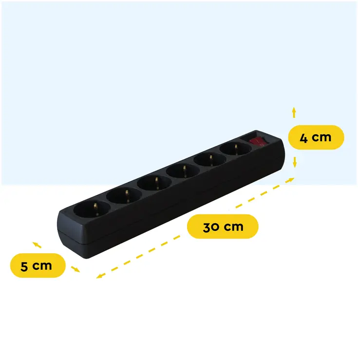 Stekkerdoos 6‑voudig met schakelaar – 1,4 m