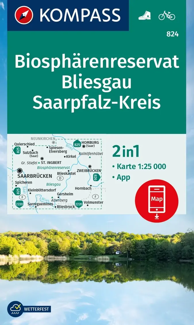 Kompass Wandelkaart WK824 Bliesgau Saarpfalz