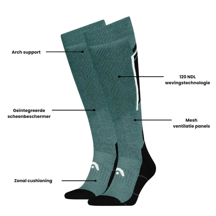 6 paar - Unisex - Skisokken