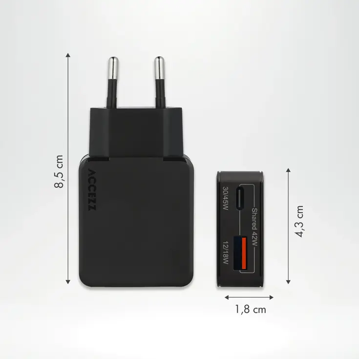 Ultra Slim GaN Charger 45W - USB-A + USB-C