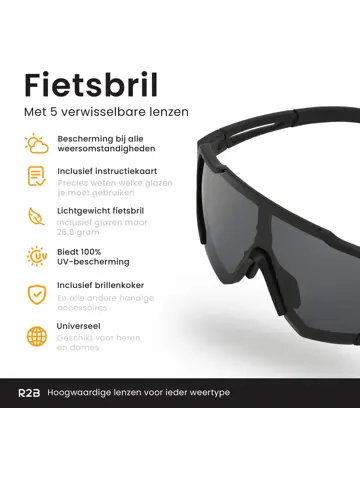 Fietsbril met 5 verwisselbare lenzen - sportbril
