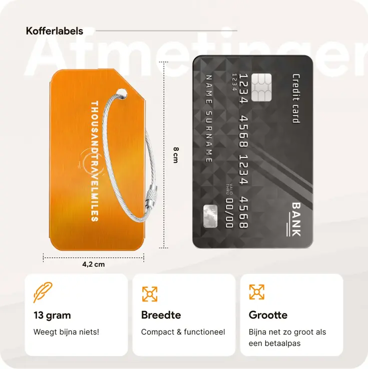 Kofferriem + 2 Bagagelabel – 3-delig – Oranje