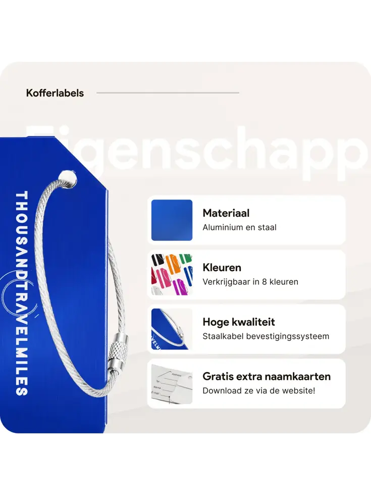 Aluminium Bagagelabel – 2 stuks – Blauw