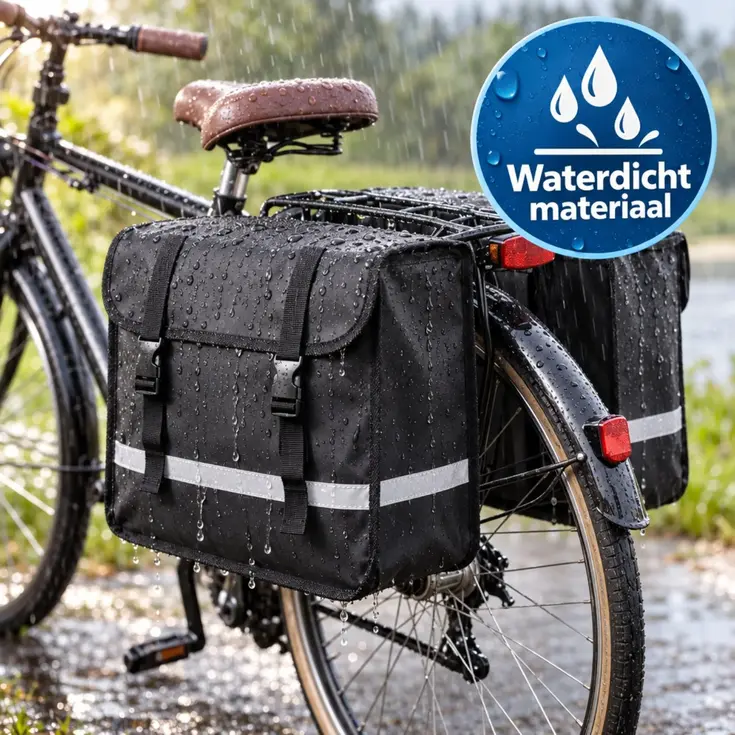 Dubbele fietstas van tarpaulin