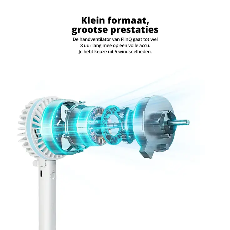 Oplaadbare Handventilator - Wit/Blauw