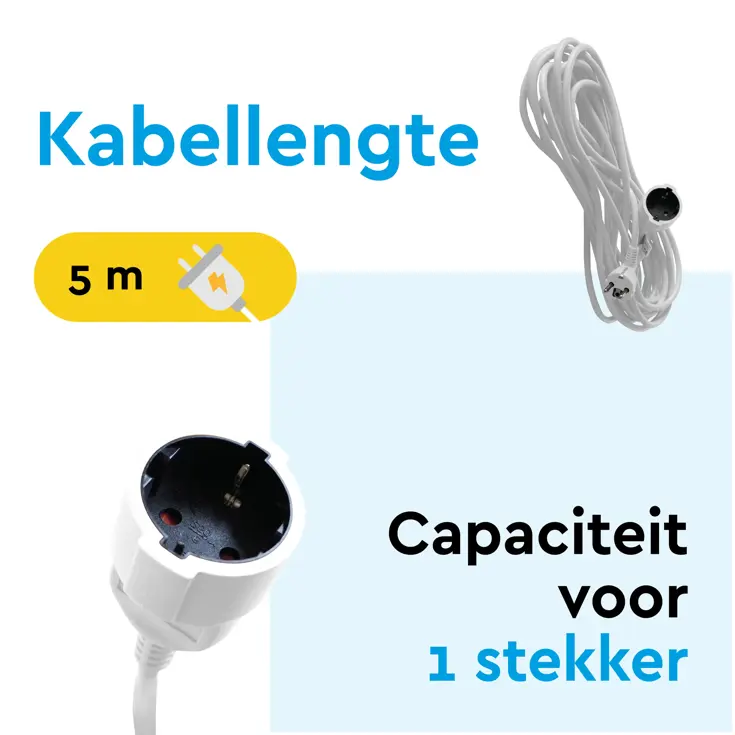 Verlengsnoer 5 m met randaarde voor binnen