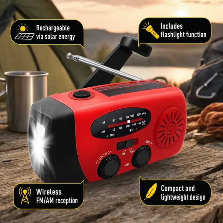 Opwindbare Noodradio met Powerbank 2000 mAh
