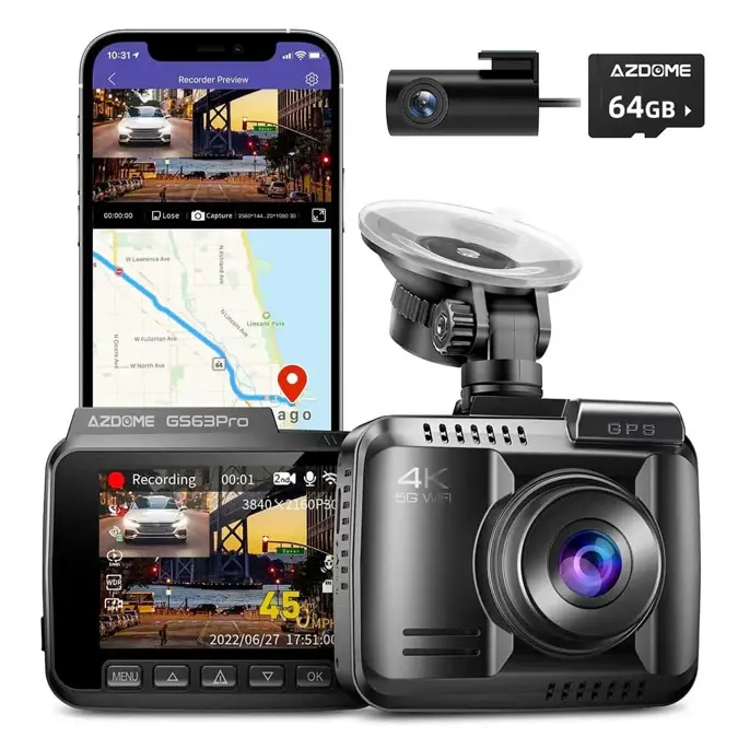 AZDome GS63H Pro True 4K 2CH Wifi GPS 64gb