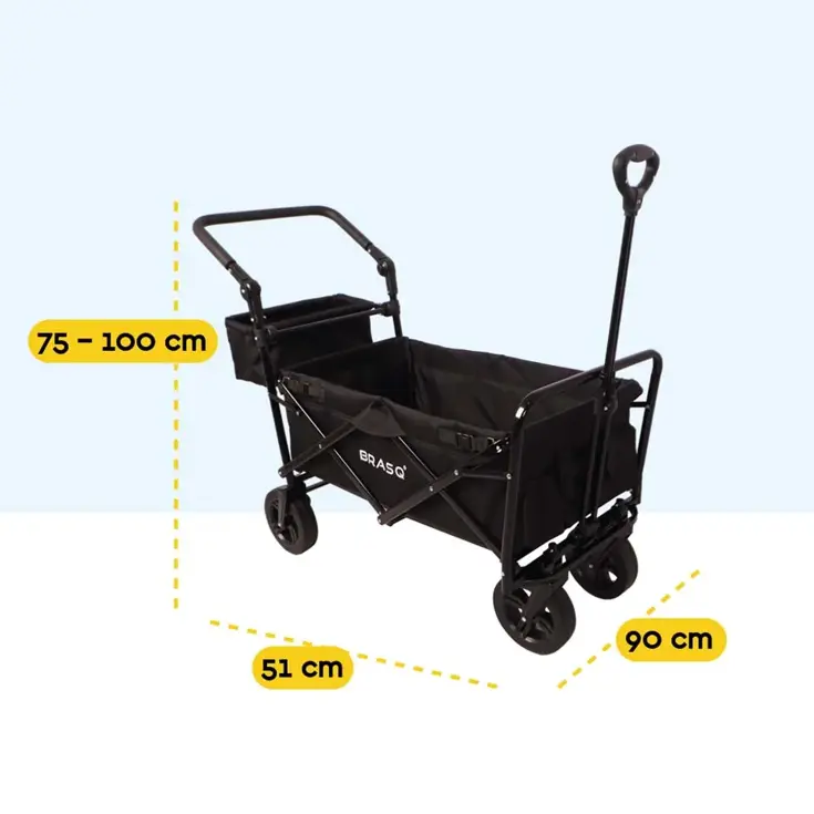 Bolderkar  Deluxe- Opvouwbaar - 100kg -Zwart