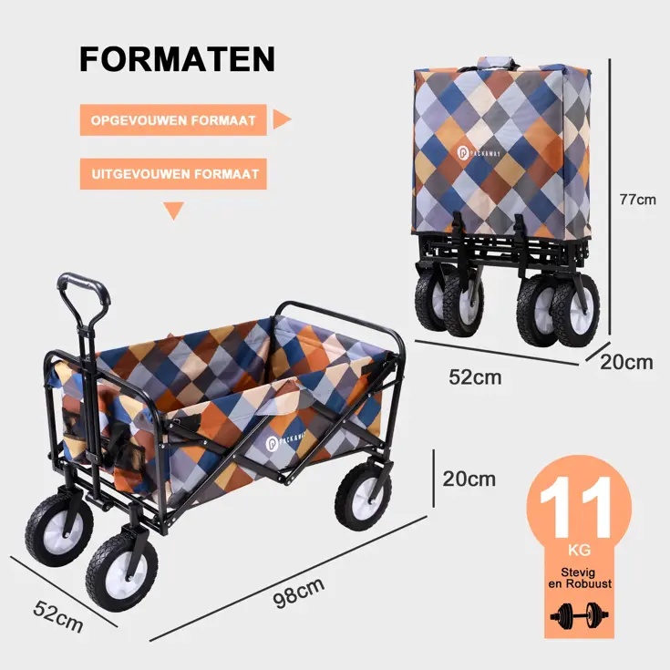 Packaway Opvouwbare Bolderkar 70KG - Blok