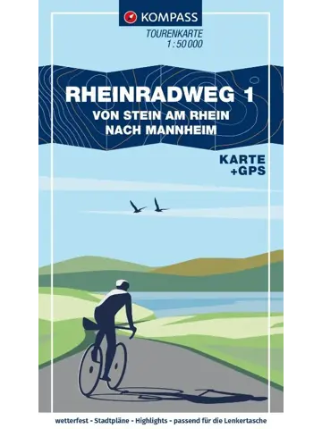 Kompass fietskaart Fietsroute 1 Rijn